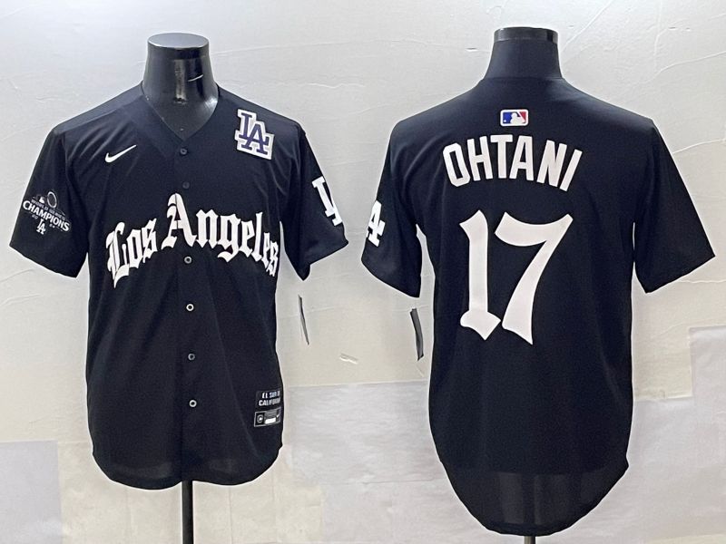 Men Los Angeles Dodgers 17 Ohtani Black Five generations Joint Name 2025 Nike MLB Jersey style 43
